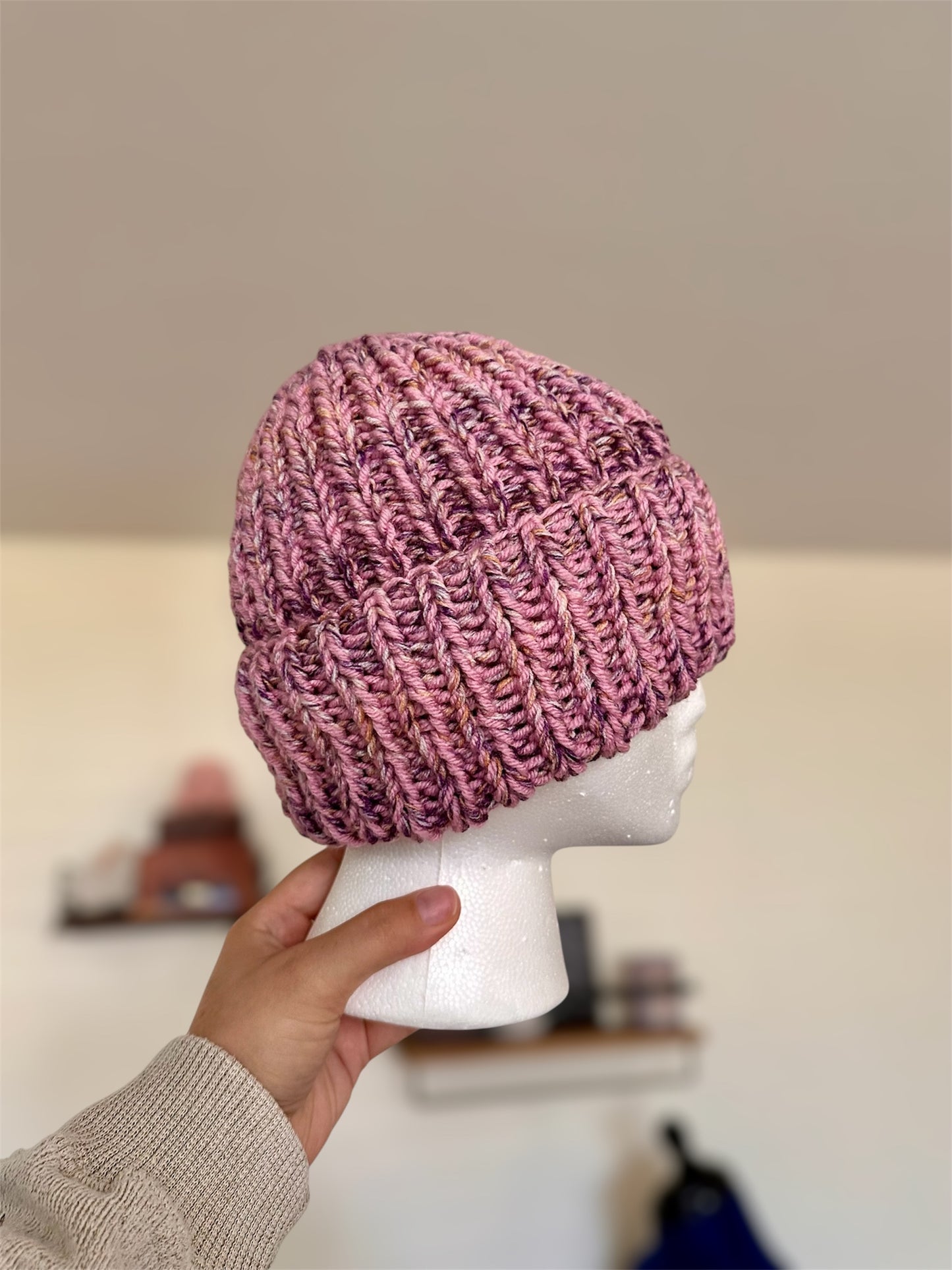 Pinky Purply Chunky Knit Beanie
