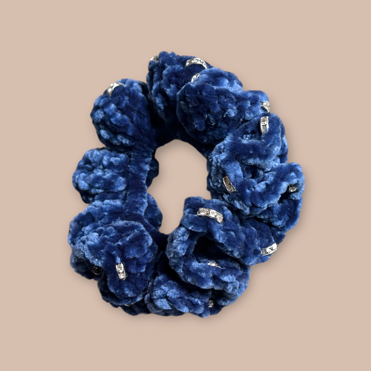 Juicy Couture Midnight Sea Velvet Scrunchie with Jewels