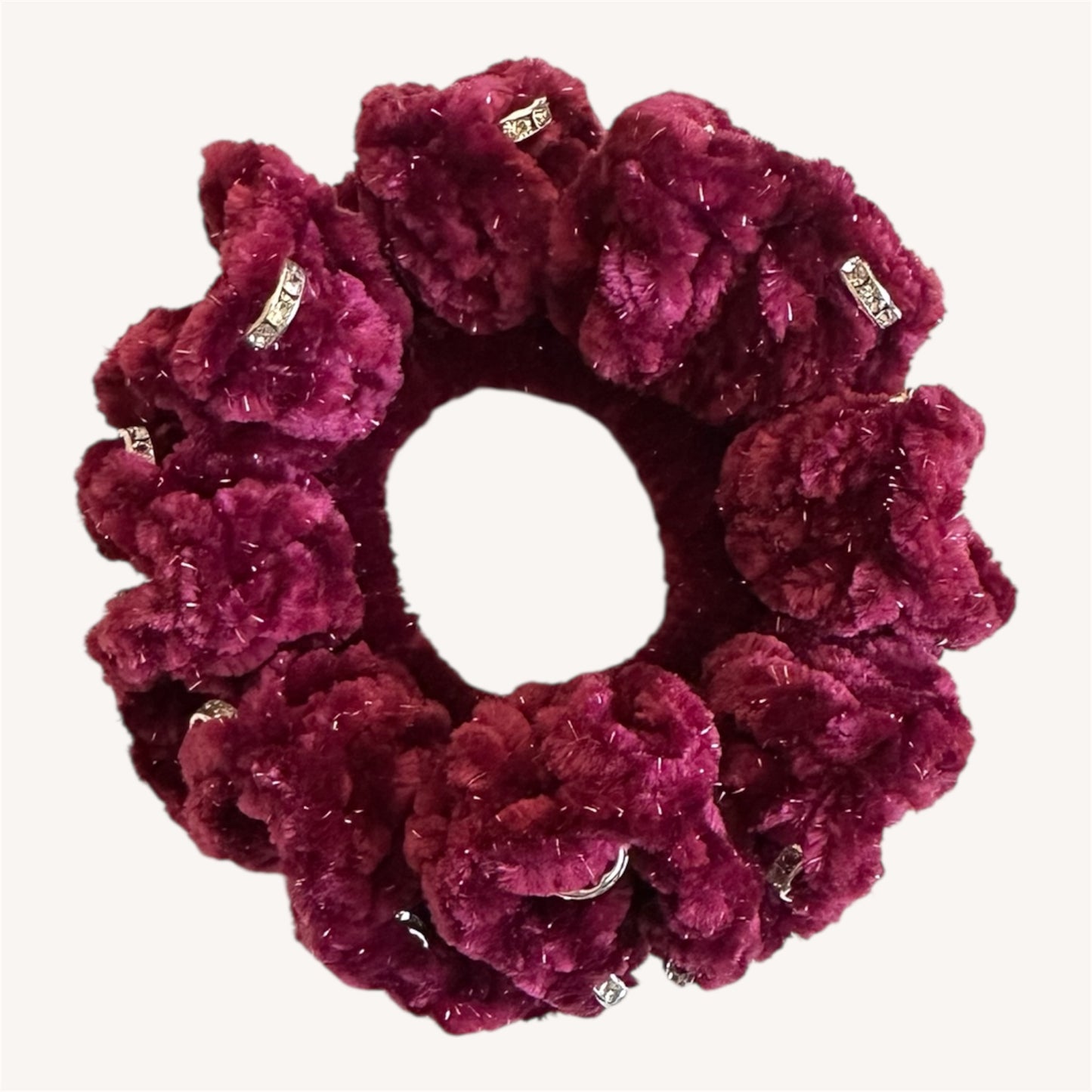 Juicy Couture Deep Crimson Sparkle Scrunchie with Jewels