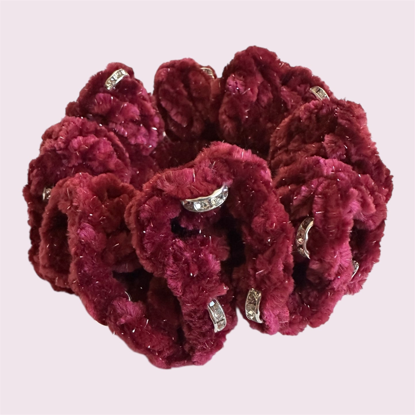 Juicy Couture Deep Crimson Sparkle Scrunchie with Jewels