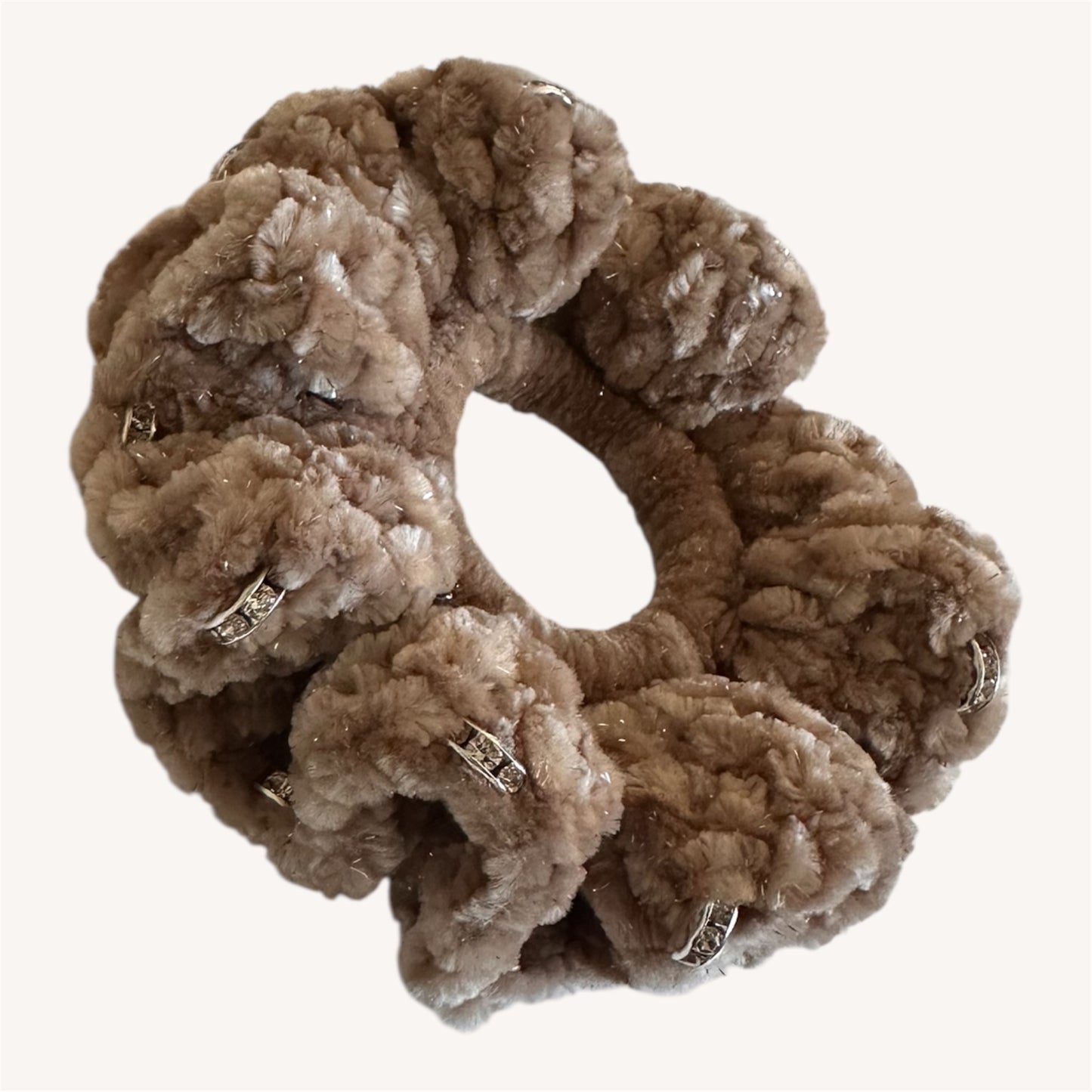 Juicy Couture Frothy Fawn Sparkle Scrunchie with Jewels