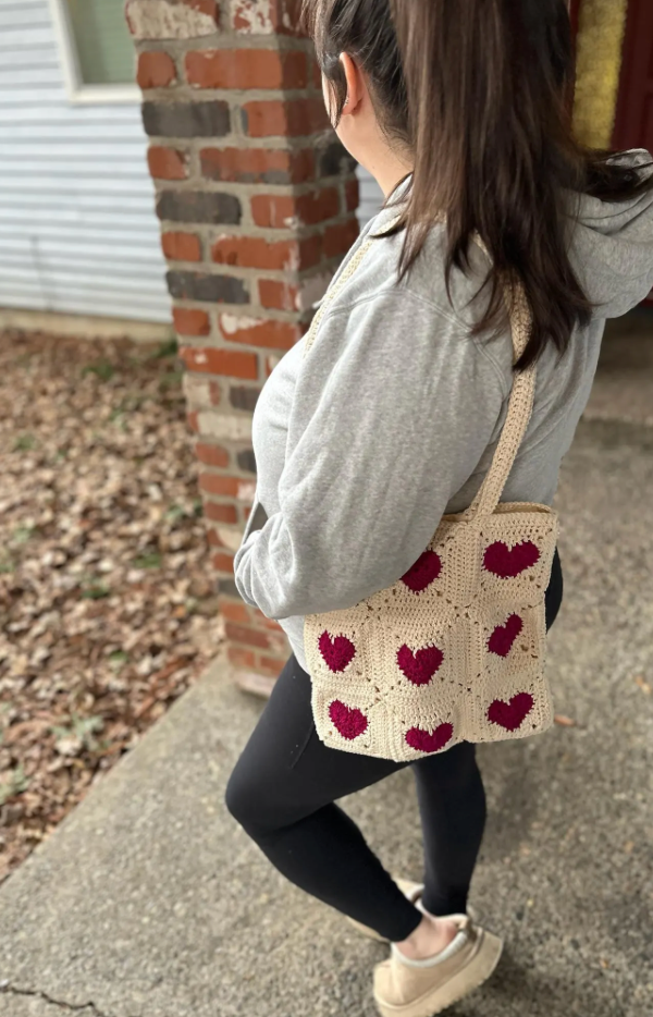 Lined Heart Tote Bag