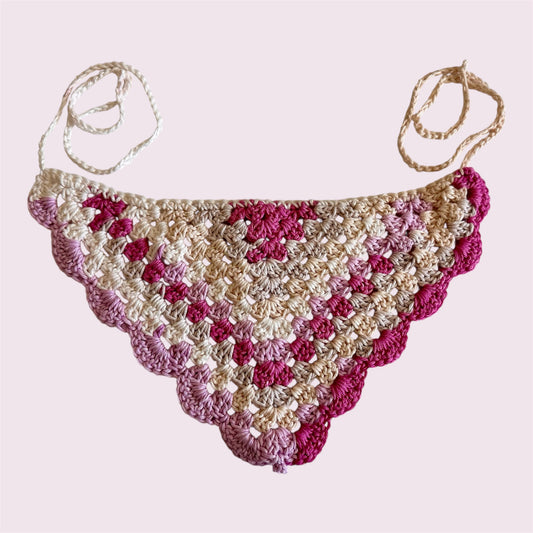 Pink Multi Bandana with Scallops