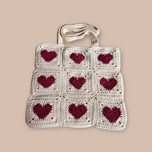 Lined Heart Tote Bag