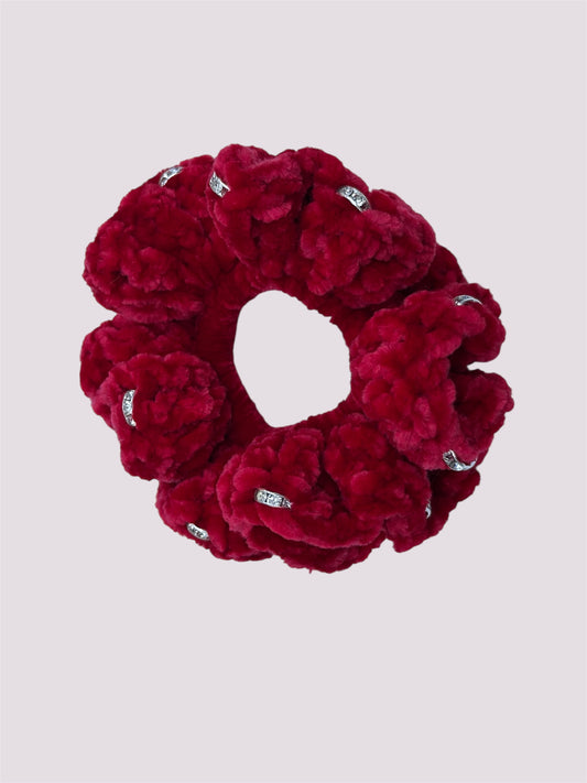 Juicy Couture Coco Red Velvet Scrunchie with Jewels