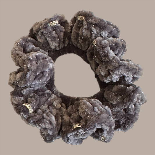 Juicy Couture Carbon Grey Sparkle Scrunchie with Jewels